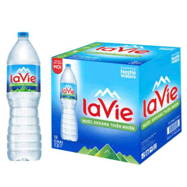 Nước khoáng thiên nhiên Lavie 1.5L (Thùng 12 chai)