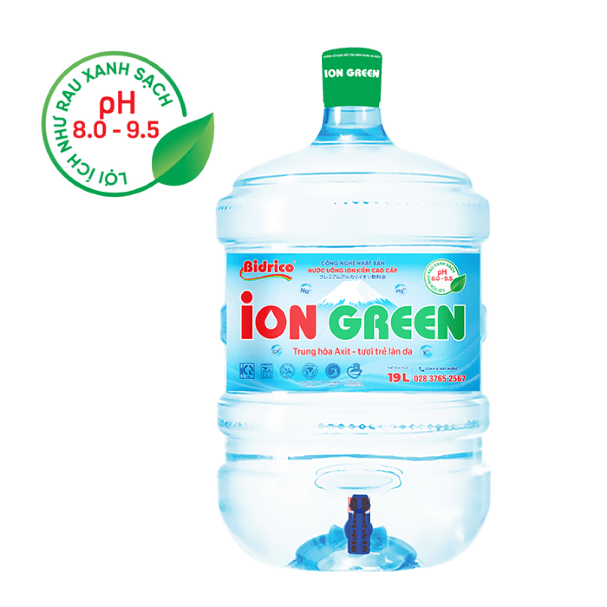 Nước ion kiềm cao cấp ion Green 19L (Bình Vòi)