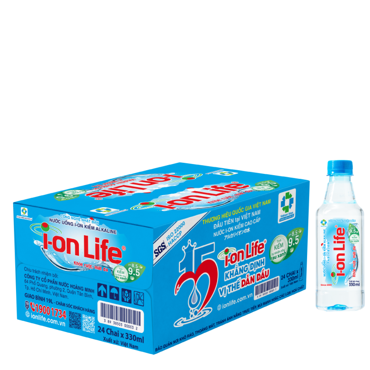 Nước ion kiềm i-on Life 330ml (Thùng 24 chai)